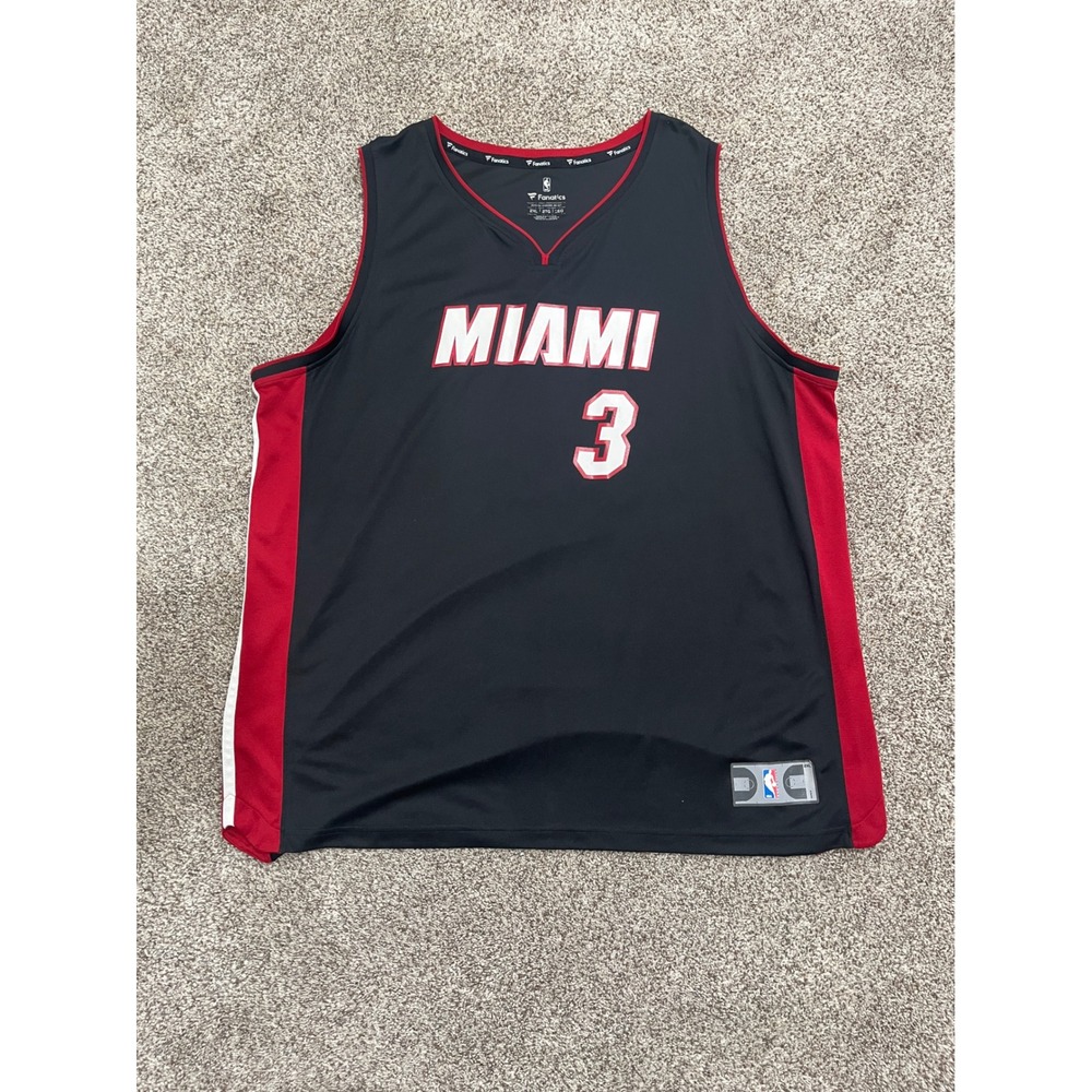 Fanatics NBA Miami Heat Dwyane Wade 3 Jersey Mens 2XL Black Red Basketball